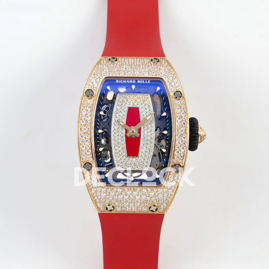 Richard Mille RM07-01 Snow Set Rose Gold Tone Red Dial Red Rubber ZF CRMA2 replica - front
