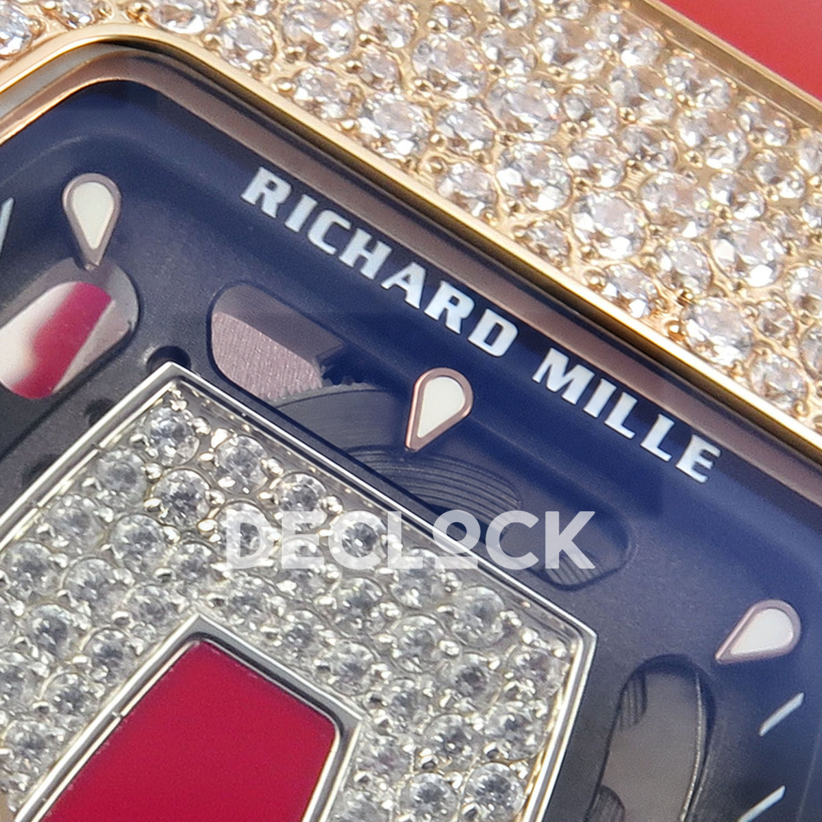Richard Mille RM07-01 Snow Set Rose Gold Tone Red Dial Red Rubber ZF CRMA2 replica - dial upper detail
