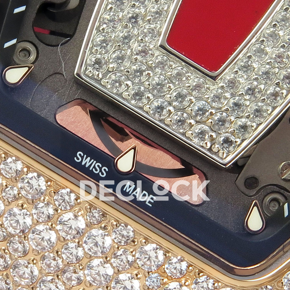 Richard Mille RM07-01 Snow Set Rose Gold Tone Red Dial Red Rubber ZF CRMA2 replica - dial lower detail