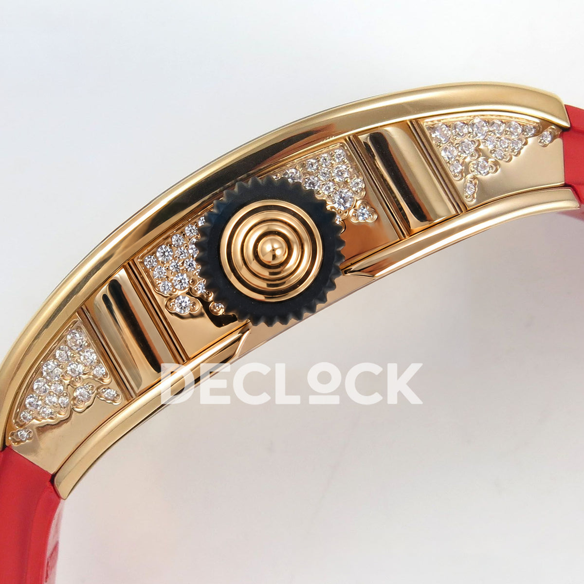 Richard Mille RM07-01 Snow Set Rose Gold Tone Red Dial Red Rubber ZF CRMA2 replica - crown side
