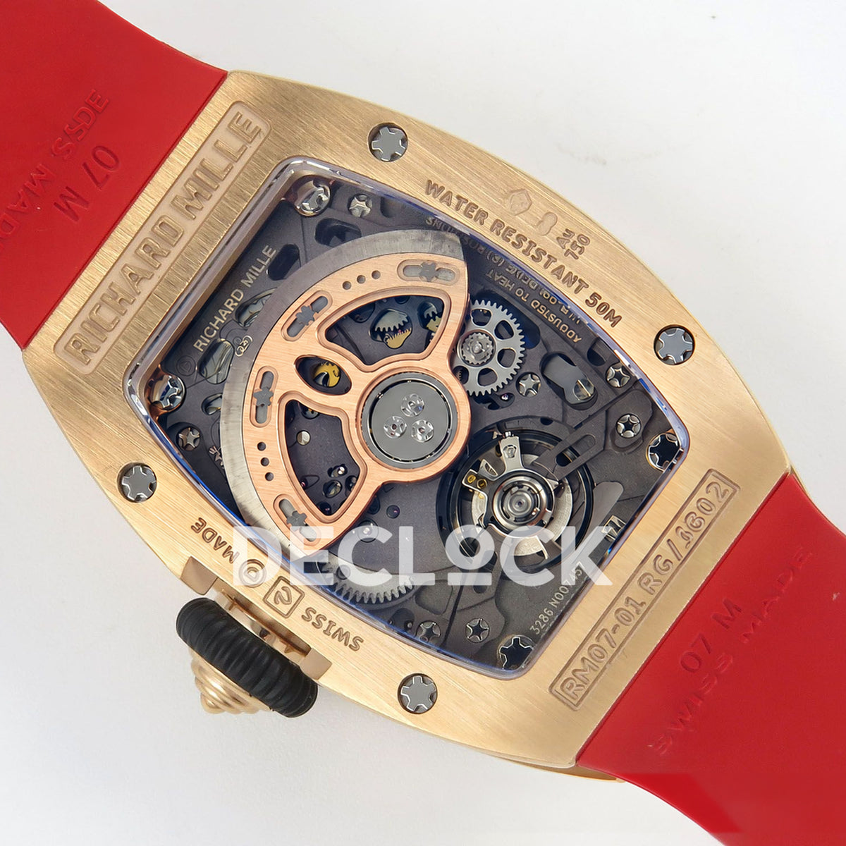 Richard Mille RM07-01 Snow Set Rose Gold Tone Red Dial Red Rubber ZF CRMA2 replica - caseback rotor left