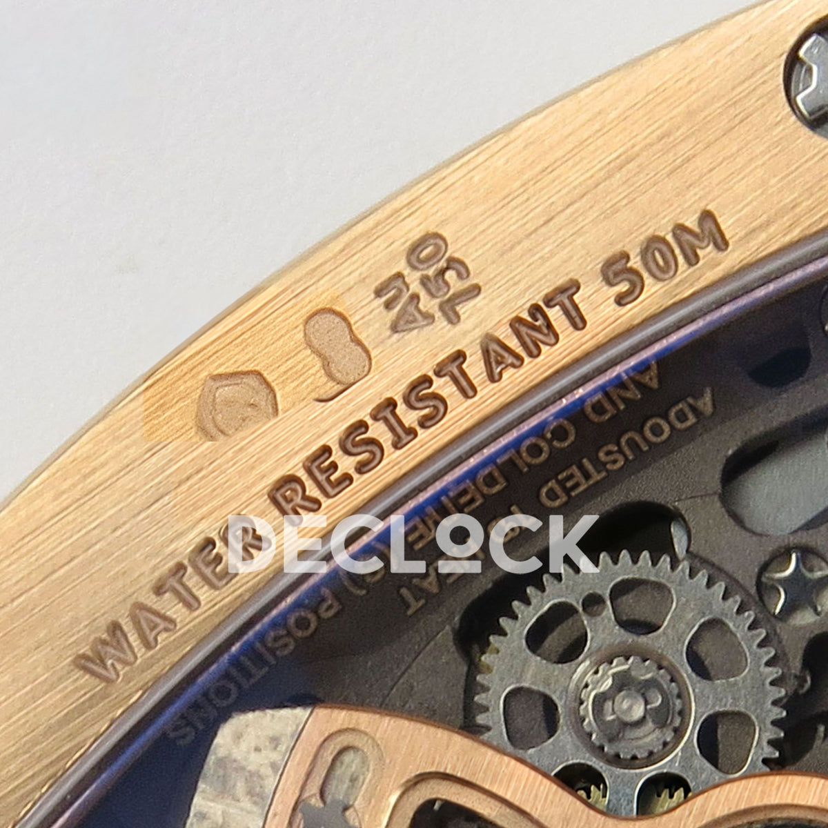 Richard Mille RM07-01 Snow Set Rose Gold Tone Red Dial Red Rubber ZF CRMA2 replica - caseback water resistance