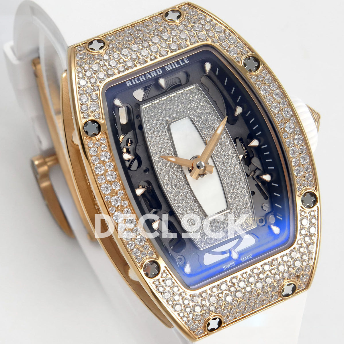 Richard Mille RM07-01 Snow Set Rose Gold Tone White Dial White Rubber ZF CRMA2 replica - three quarter