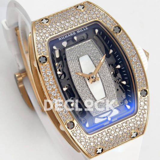 Richard Mille RM07-01 Snow Set Rose Gold Tone White Dial White Rubber ZF CRMA2 replica - three quarter
