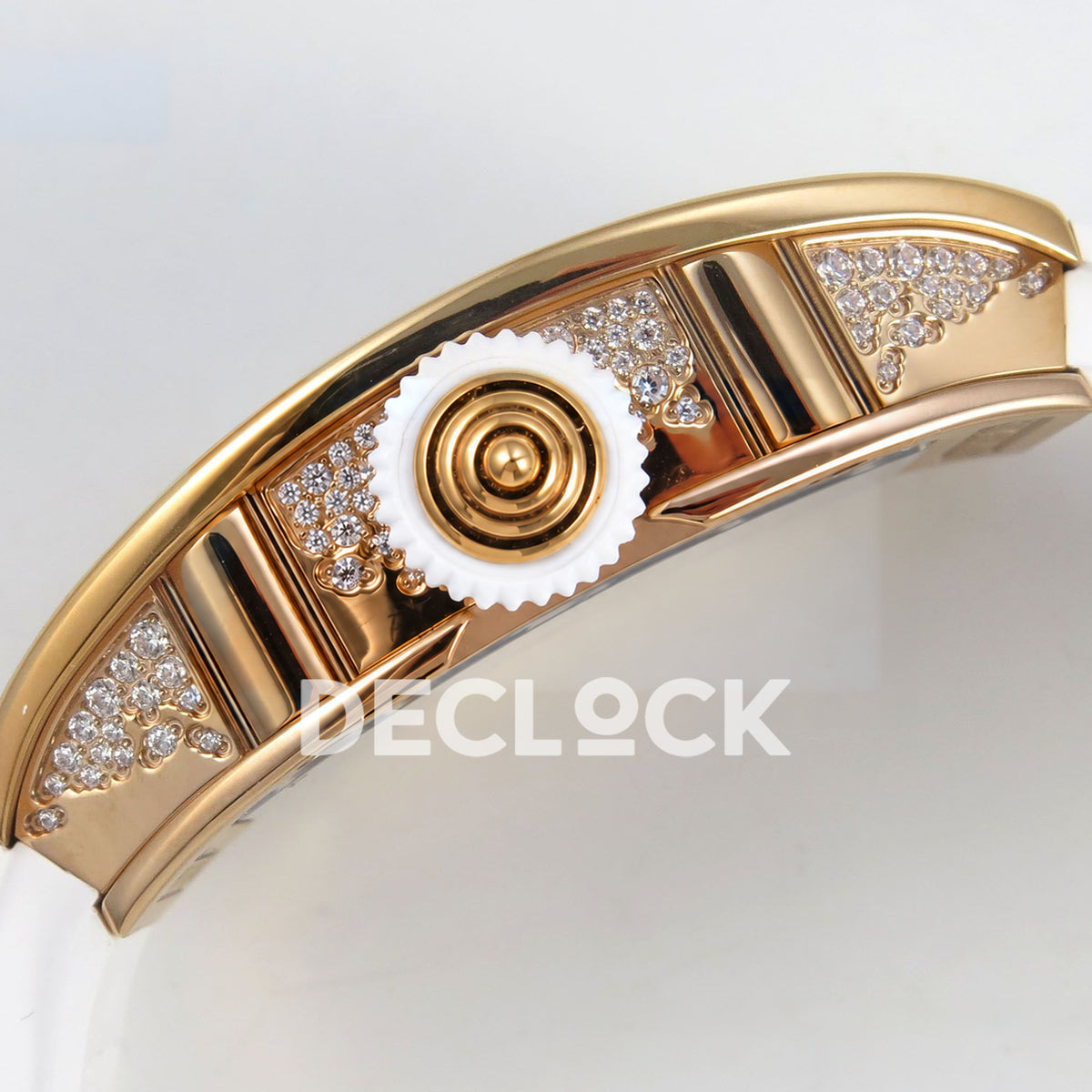 Richard Mille RM07-01 Snow Set Rose Gold Tone White Dial White Rubber ZF CRMA2 replica - crown side