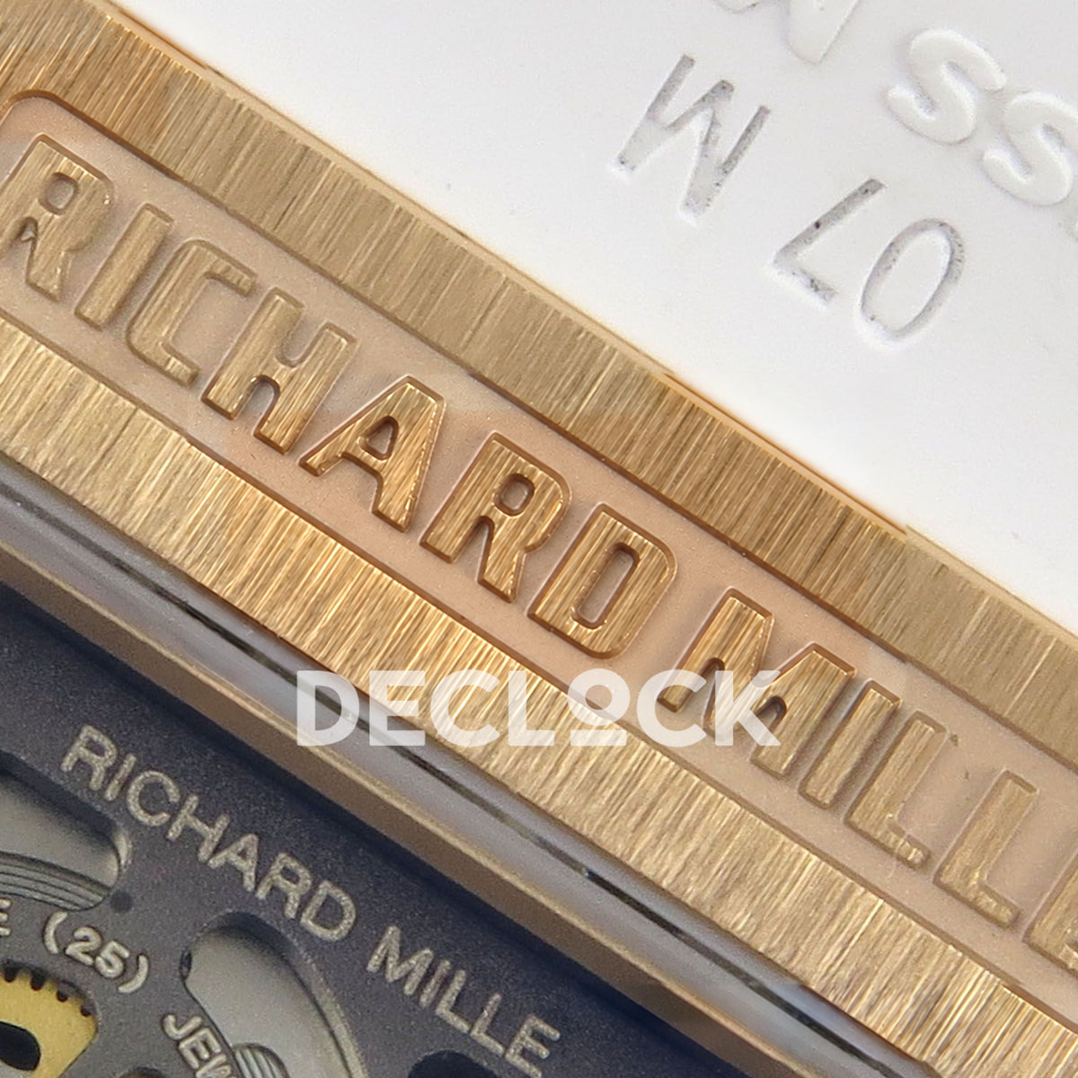 Richard Mille RM07-01 Snow Set Rose Gold Tone White Dial White Rubber ZF CRMA2 replica - caseback brand engraving