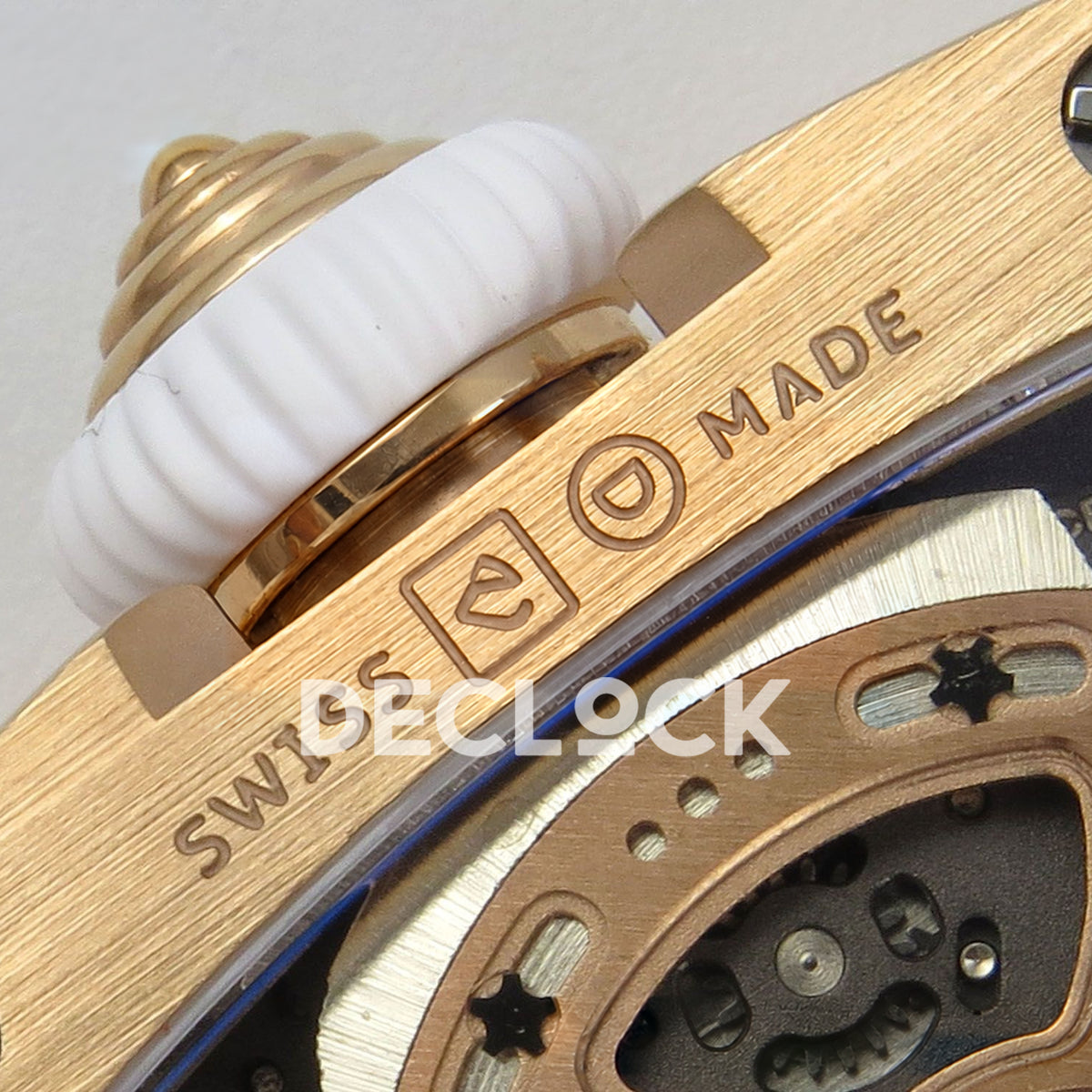 Richard Mille RM07-01 Snow Set Rose Gold Tone White Dial White Rubber ZF CRMA2 replica - caseback swiss made