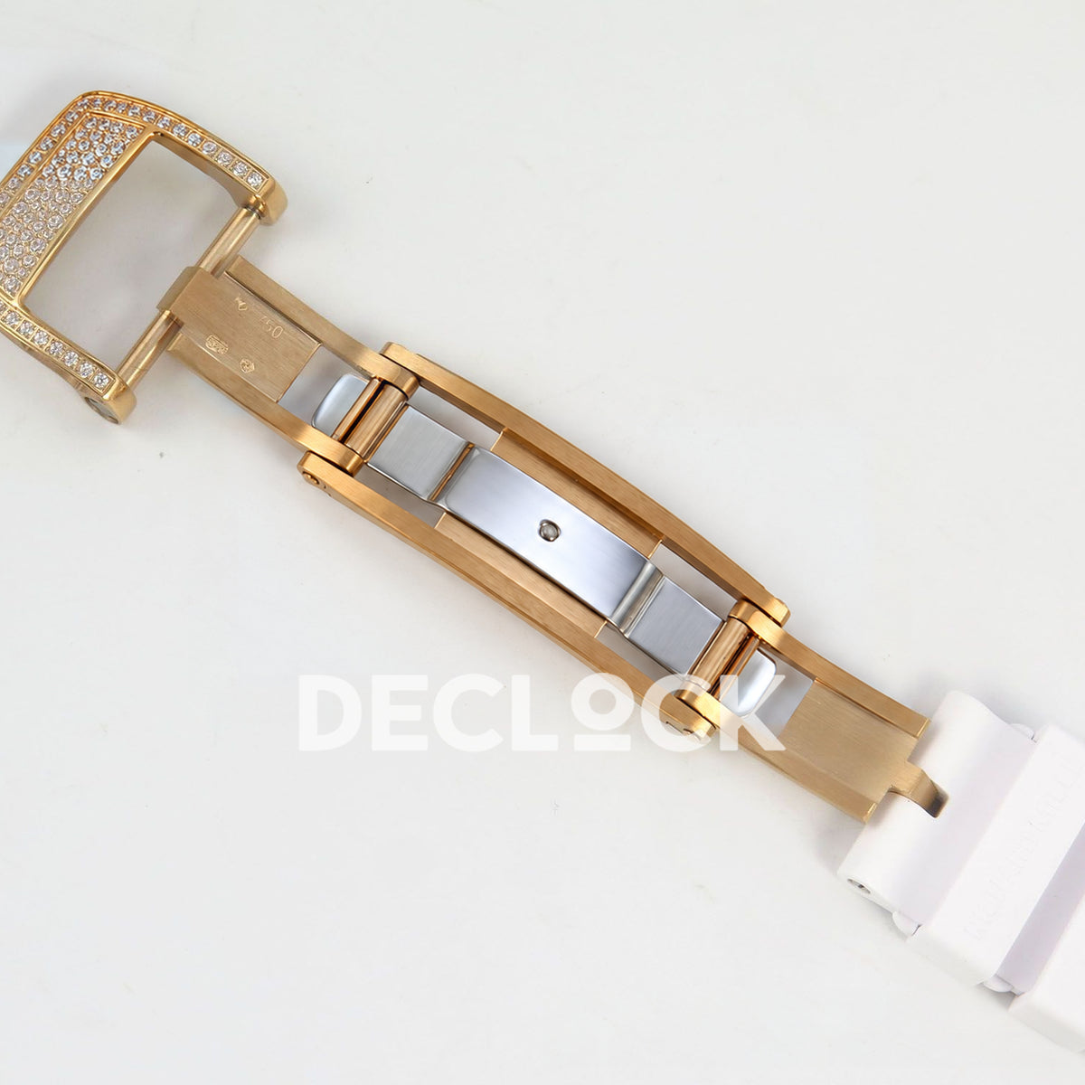 Richard Mille RM07-01 Snow Set Rose Gold Tone White Dial White Rubber ZF CRMA2 replica - open clasp