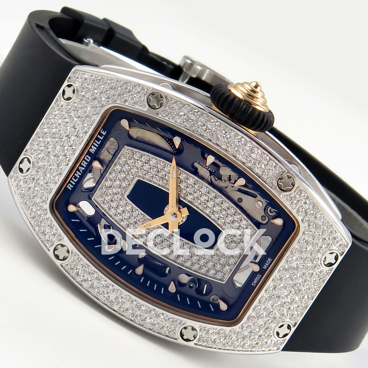 Richard Mille RM07-01 Snow Set Steel Black Dial Black Rubber ZF CRMA2 replica - horizontal crown up