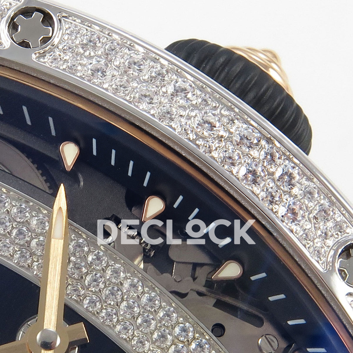 Richard Mille RM07-01 Snow Set Steel Black Dial Black Rubber ZF CRMA2 replica - crown and bezel detail