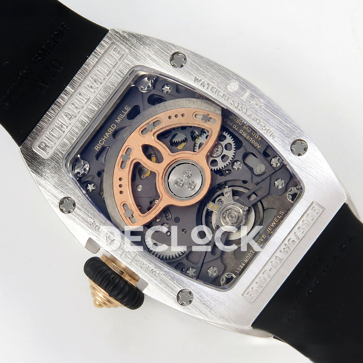 Richard Mille RM07-01 Snow Set Steel Black Dial Black Rubber ZF CRMA2 replica - caseback rotor left