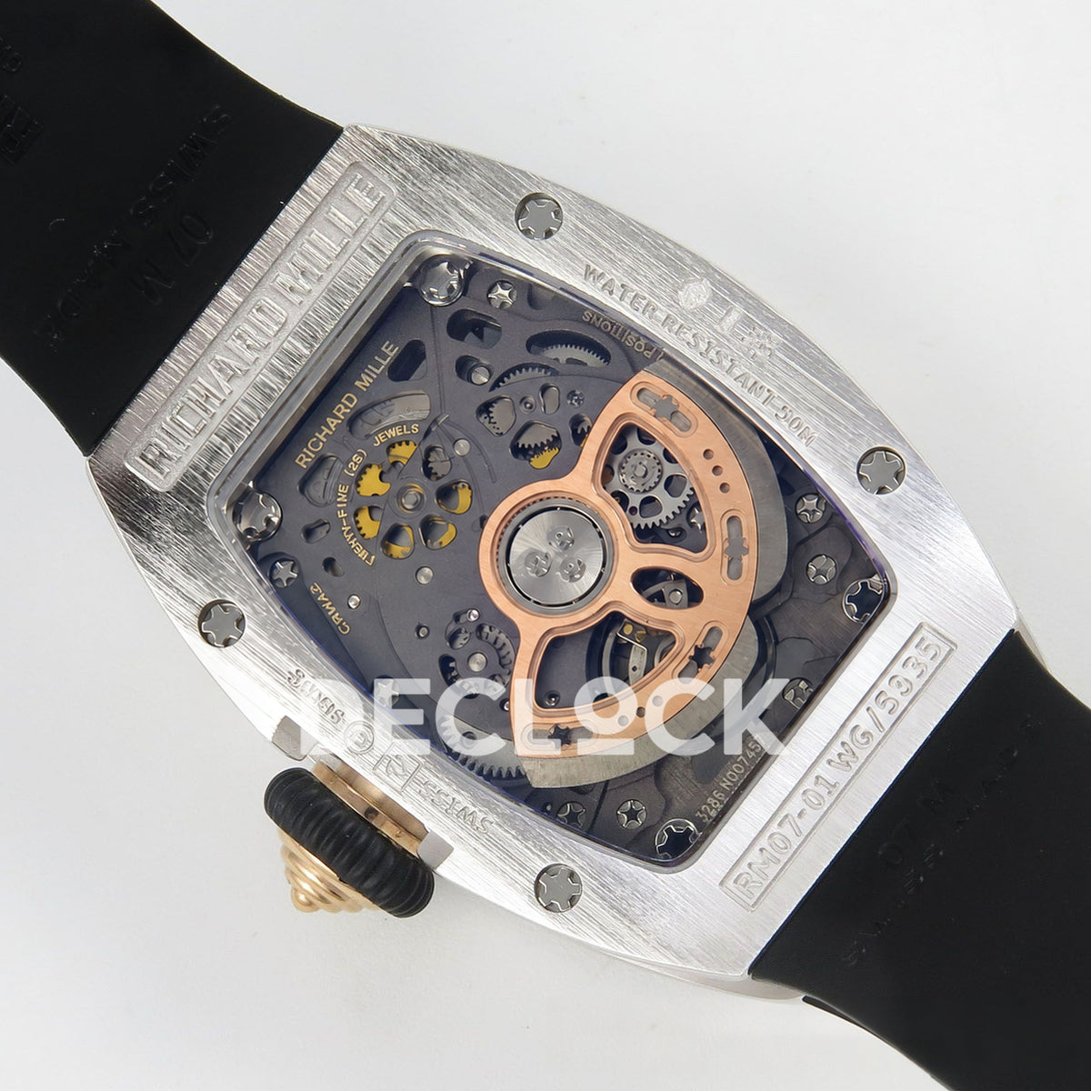 Richard Mille RM07-01 Snow Set Steel Black Dial Black Rubber ZF CRMA2 replica - caseback rotor right