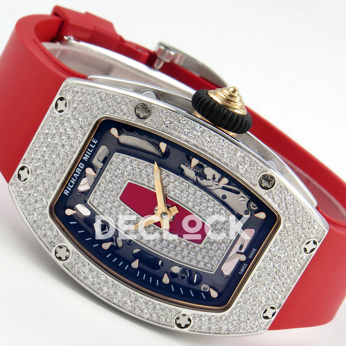 Richard Mille RM07-01 Snow Set Steel Red Dial Red Rubber ZF CRMA2 replica - horizontal crown up