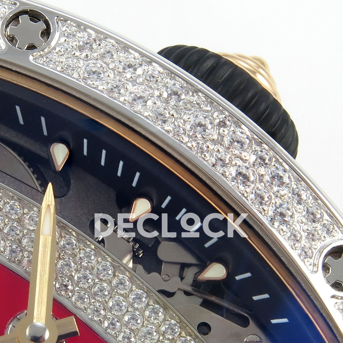 Richard Mille RM07-01 Snow Set Steel Red Dial Red Rubber ZF CRMA2 replica - crown and bezel detail