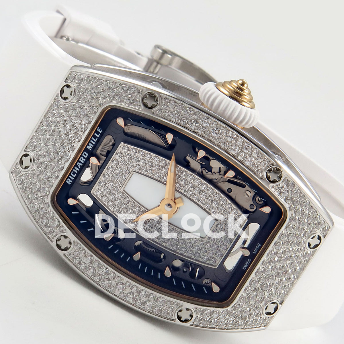 Richard Mille RM07-01 Snow Set Steel White Dial White Rubber ZF CRMA2 replica - horizontal crown up