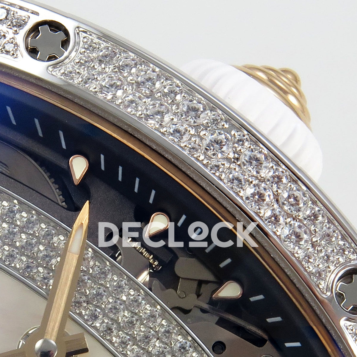 Richard Mille RM07-01 Snow Set Steel White Dial White Rubber ZF CRMA2 replica - crown and bezel detail