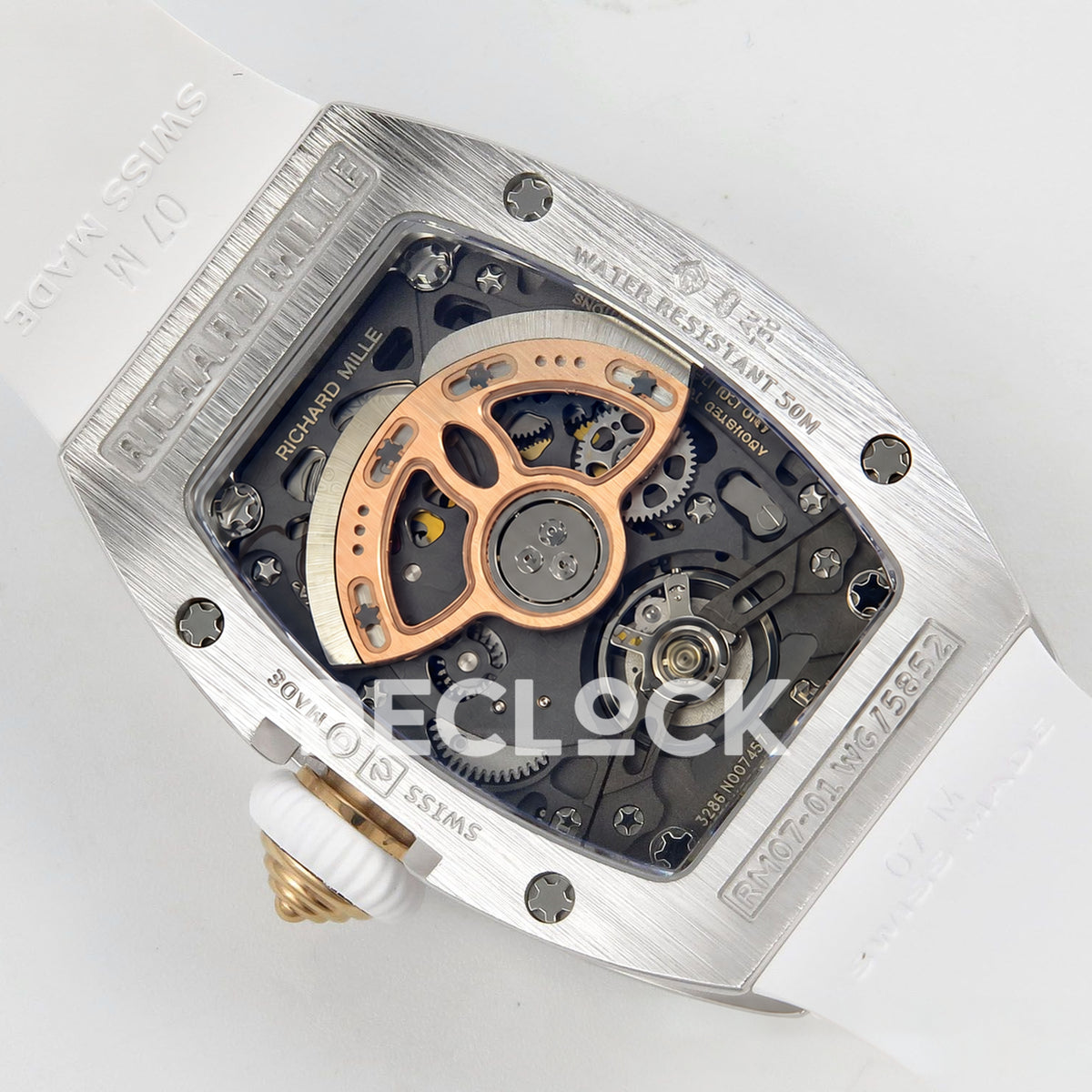 Richard Mille RM07-01 Snow Set Steel White Dial White Rubber ZF CRMA2 replica - caseback rotor left