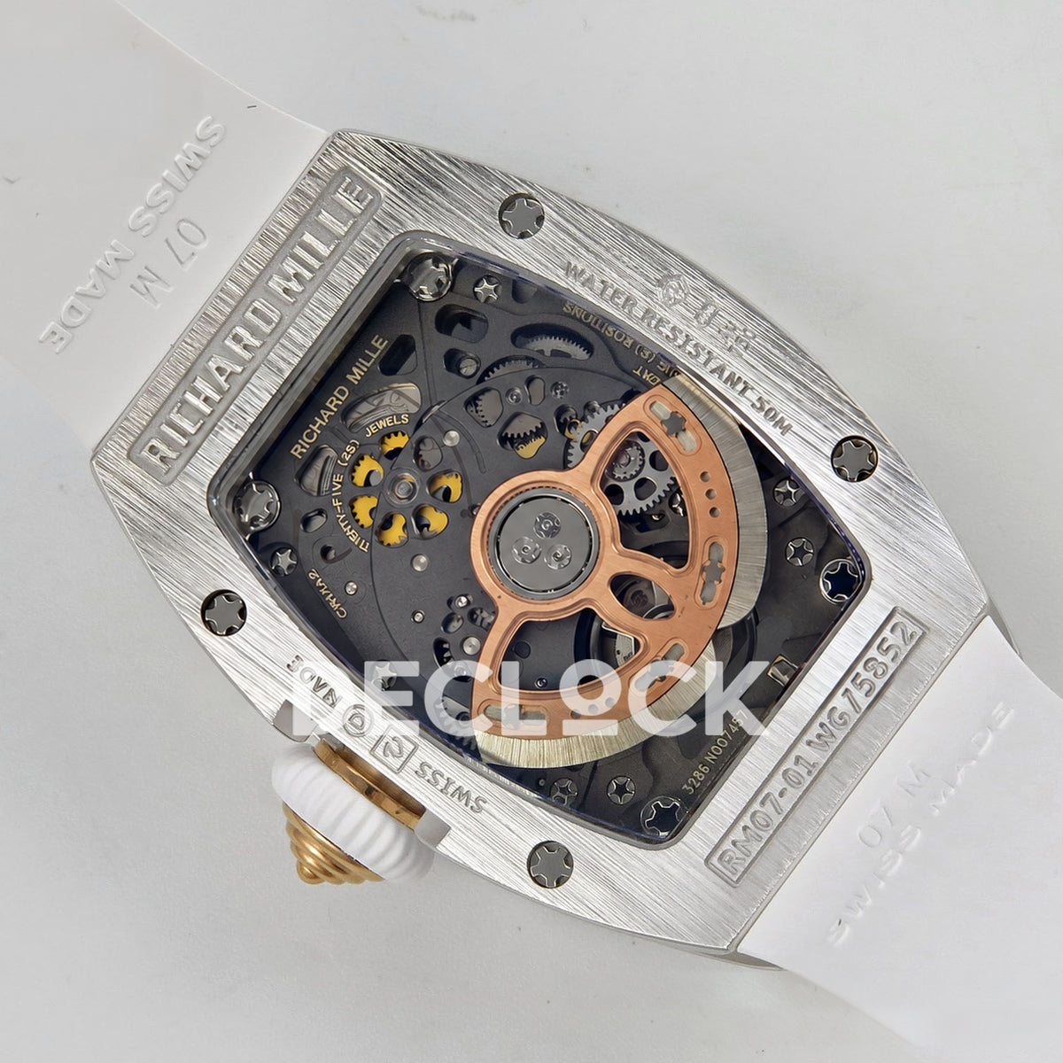 Richard Mille RM07-01 Snow Set Steel White Dial White Rubber ZF CRMA2 replica - caseback rotor right