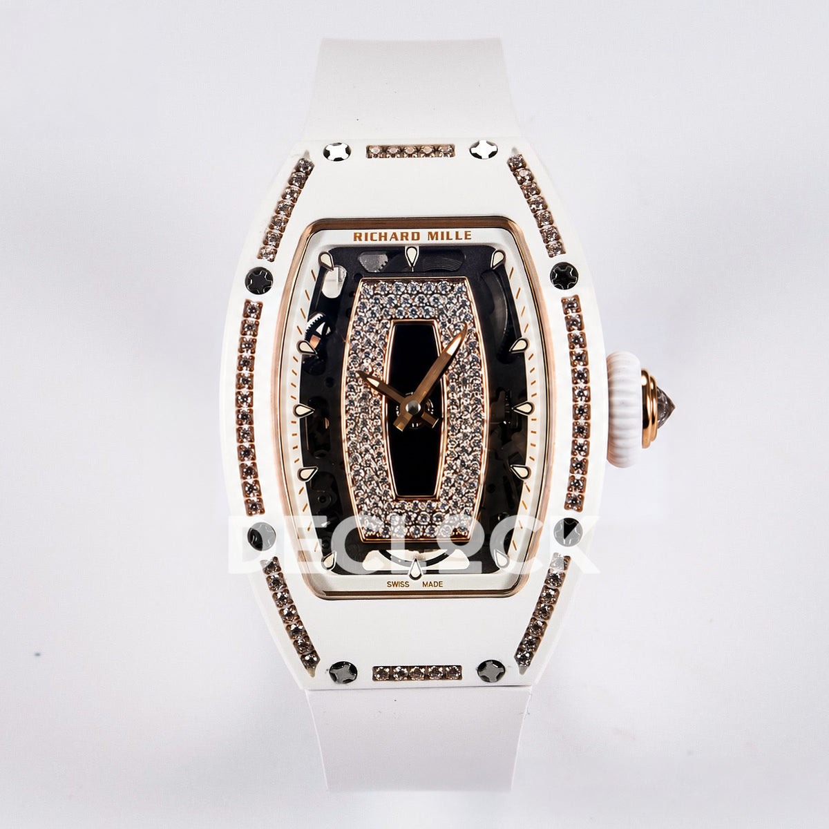 Richard Mille RM07-01 White Ceramic Gem-Set Black Dial EF CRMA2 replica - front