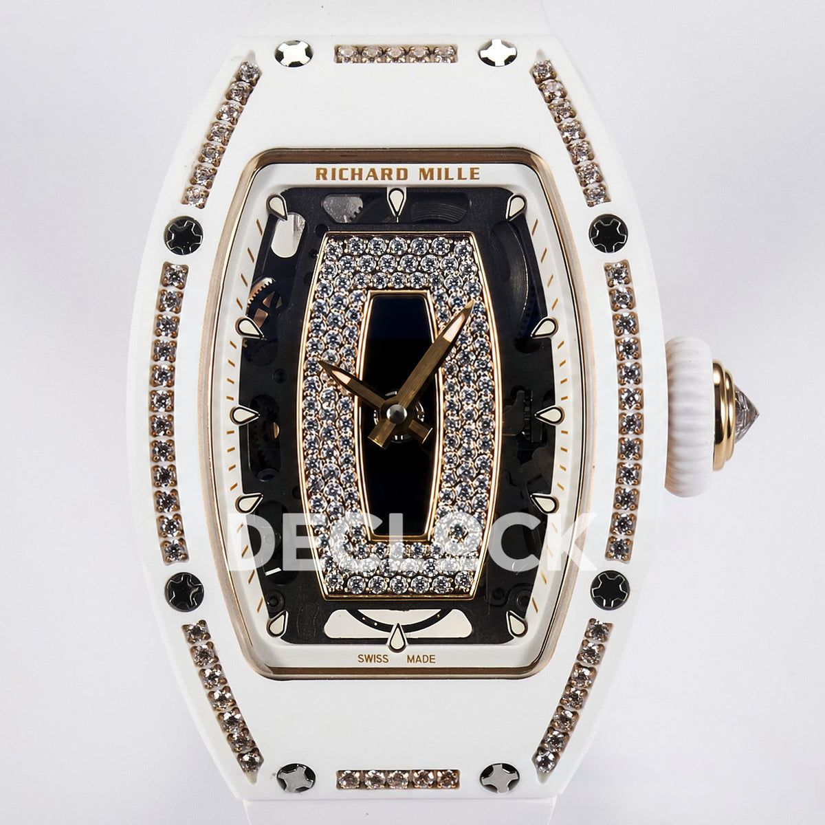 Richard Mille RM07-01 White Ceramic Gem-Set Black Dial EF CRMA2 replica - dial front