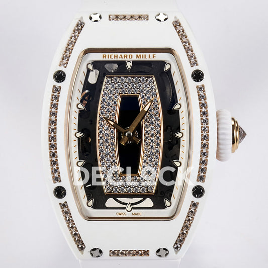 Richard Mille RM07-01 White Ceramic Gem-Set Black Dial EF CRMA2 replica - dial front