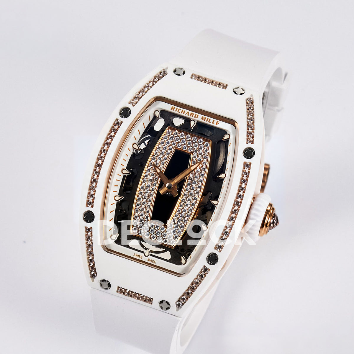 Richard Mille RM07-01 White Ceramic Gem-Set Black Dial EF CRMA2 replica - three quarter