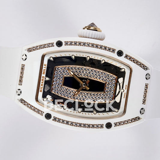 Richard Mille RM07-01 White Ceramic Gem-Set Black Dial EF CRMA2 replica - horizontal crown up