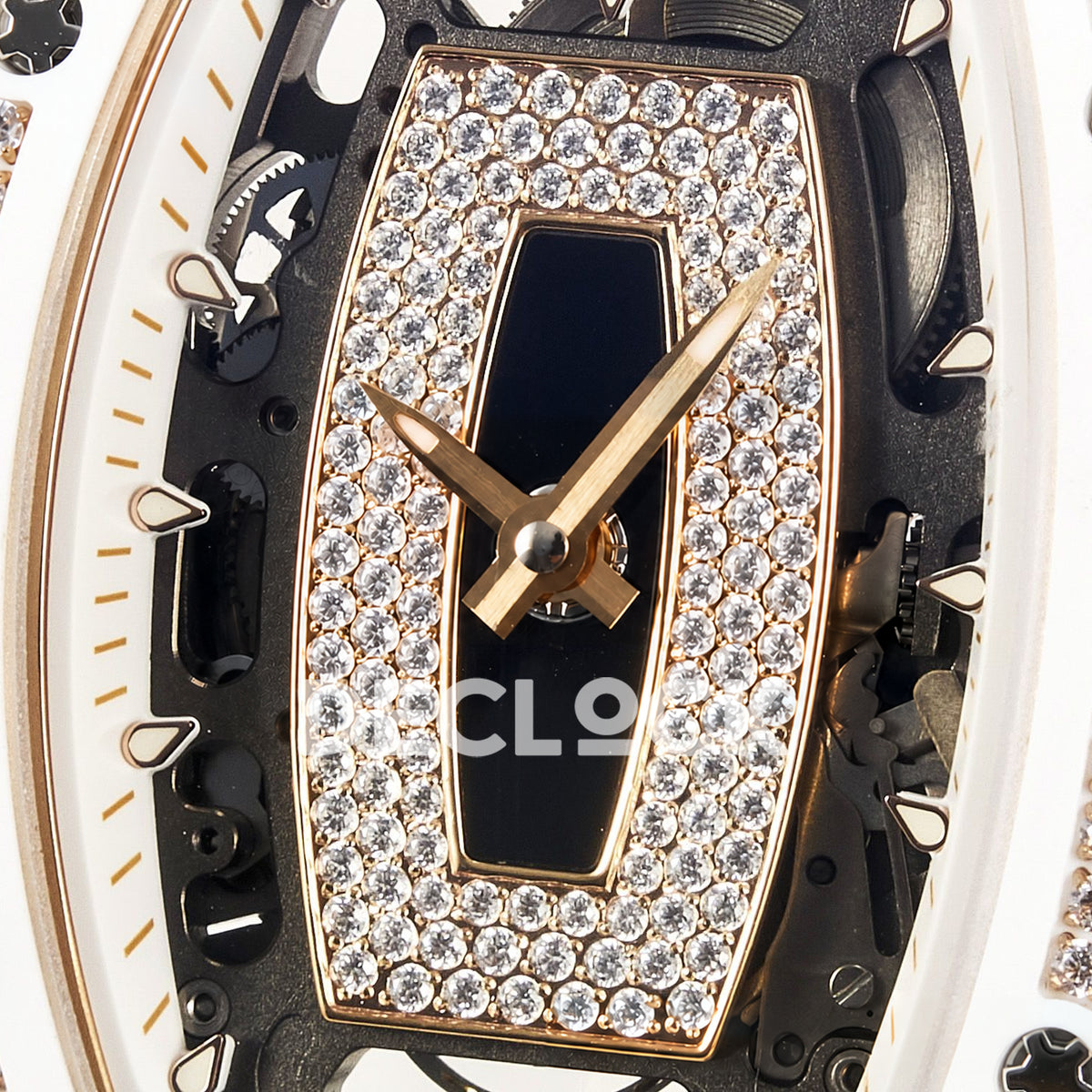 Richard Mille RM07-01 White Ceramic Gem-Set Black Dial EF CRMA2 replica - dial center detail