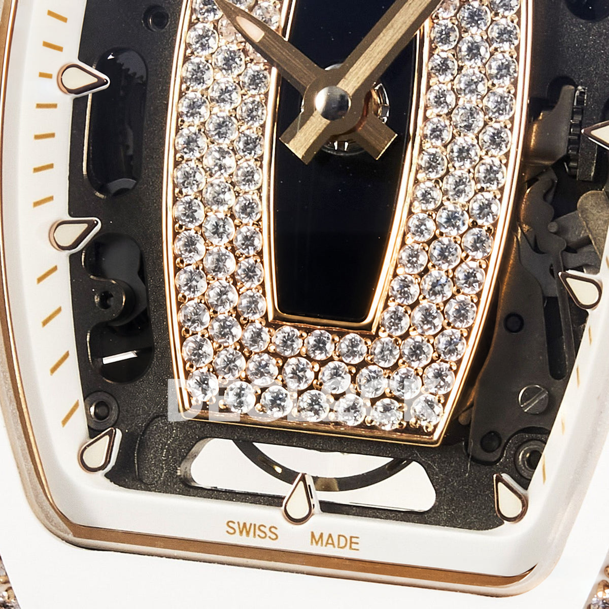 Richard Mille RM07-01 White Ceramic Gem-Set Black Dial EF CRMA2 replica - dial lower detail
