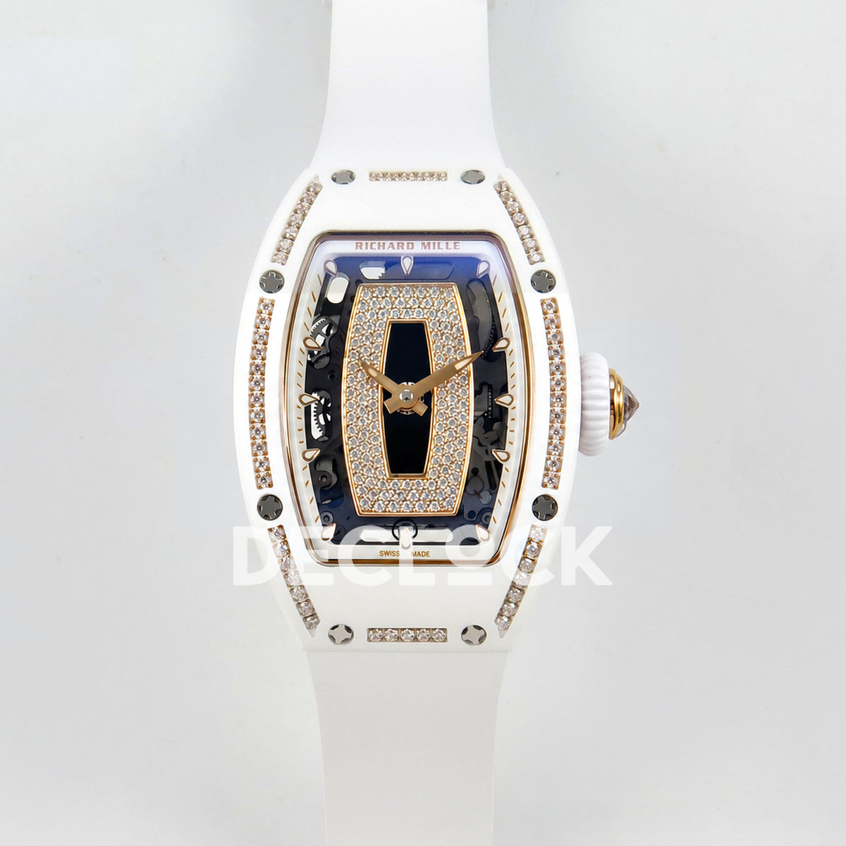 Richard Mille RM07-01 White Ceramic Gem-Set Black Dial ZF CRMA2 replica - front