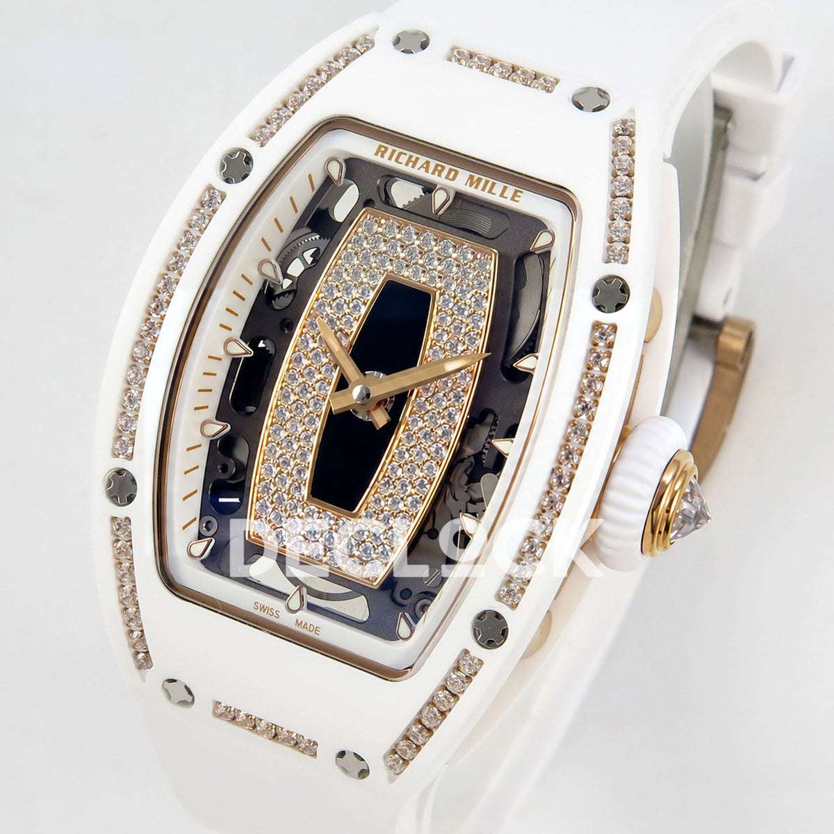 Richard Mille RM07-01 White Ceramic Gem-Set Black Dial ZF CRMA2 replica - dial angle right