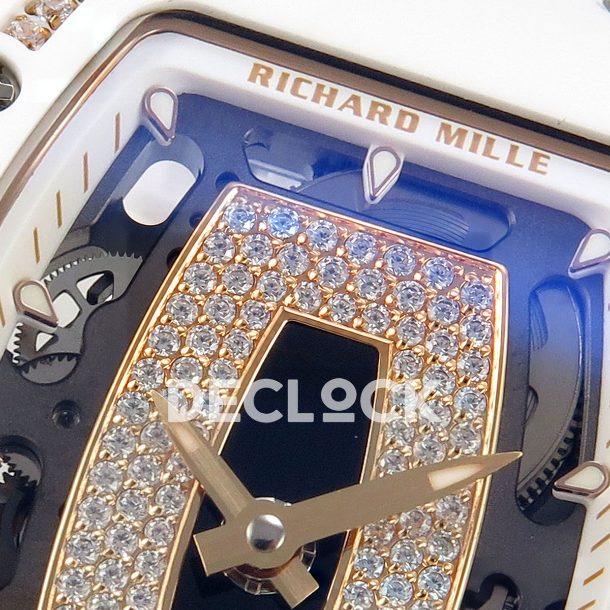 Richard Mille RM07-01 White Ceramic Gem-Set Black Dial ZF CRMA2 replica - dial upper detail