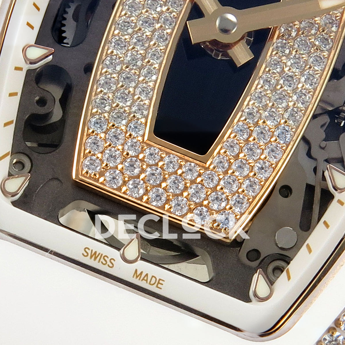 Richard Mille RM07-01 White Ceramic Gem-Set Black Dial ZF CRMA2 replica - dial lower detail