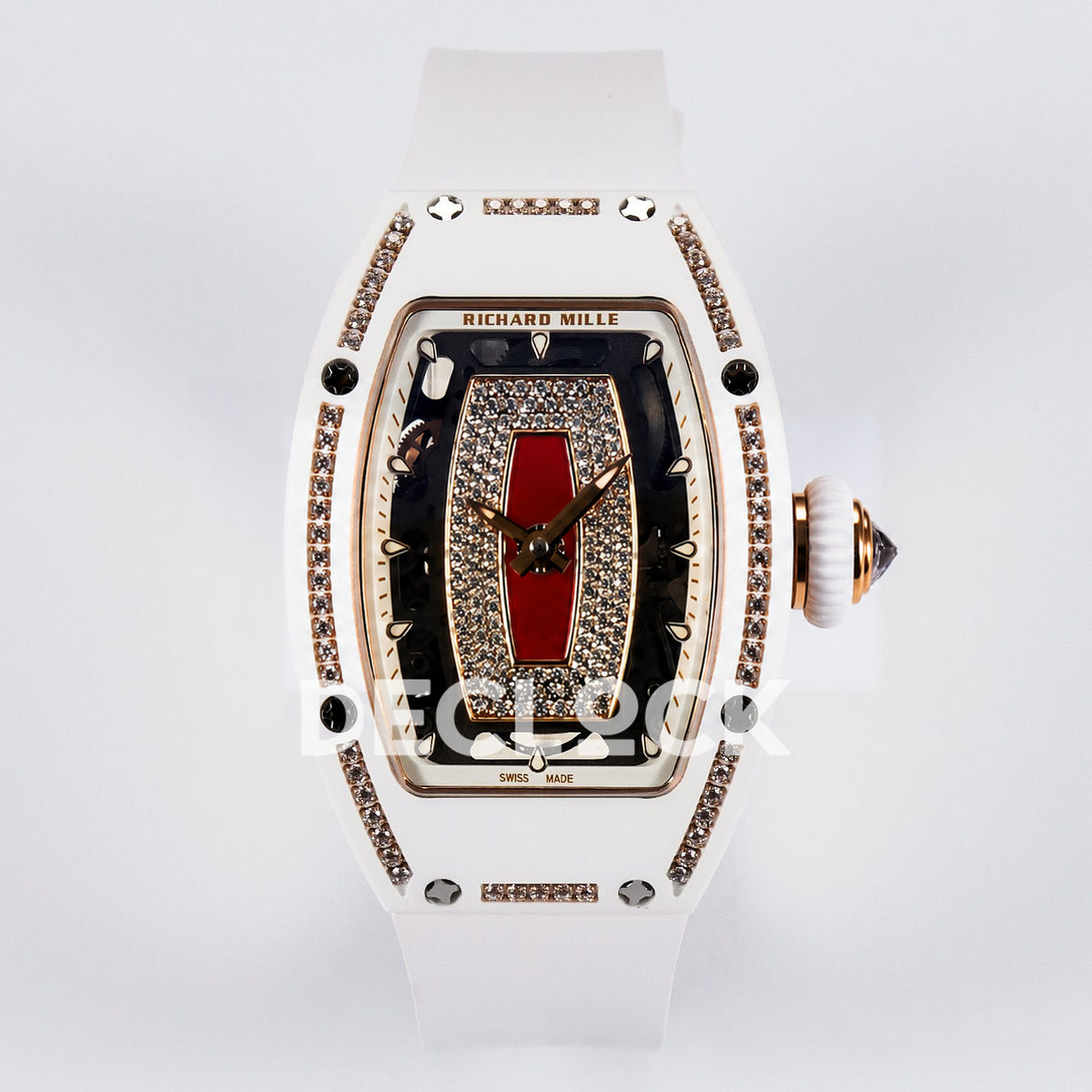 Richard Mille RM07-01 White Ceramic Gem-Set Red Dial EF CRMA2 replica - front