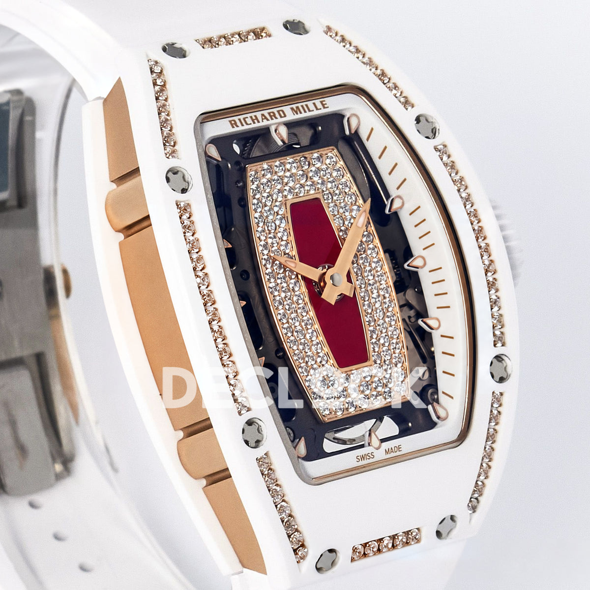 Richard Mille RM07-01 White Ceramic Gem-Set Red Dial EF CRMA2 replica - front angle left