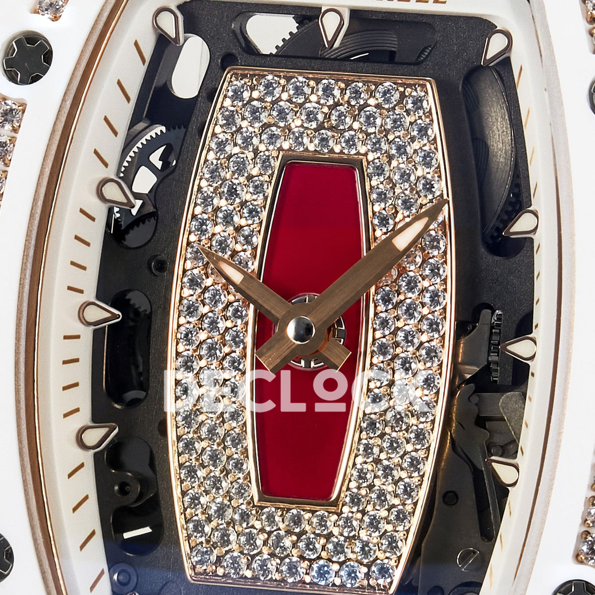 Richard Mille RM07-01 White Ceramic Gem-Set Red Dial EF CRMA2 replica - dial center detail