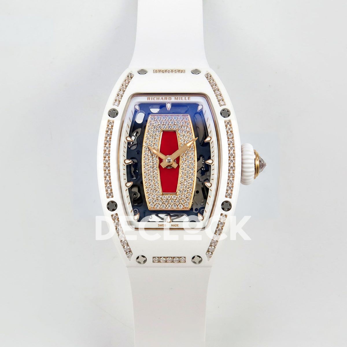 Richard Mille RM07-01 White Ceramic Gem-Set Red Dial ZF CRMA2 replica - front