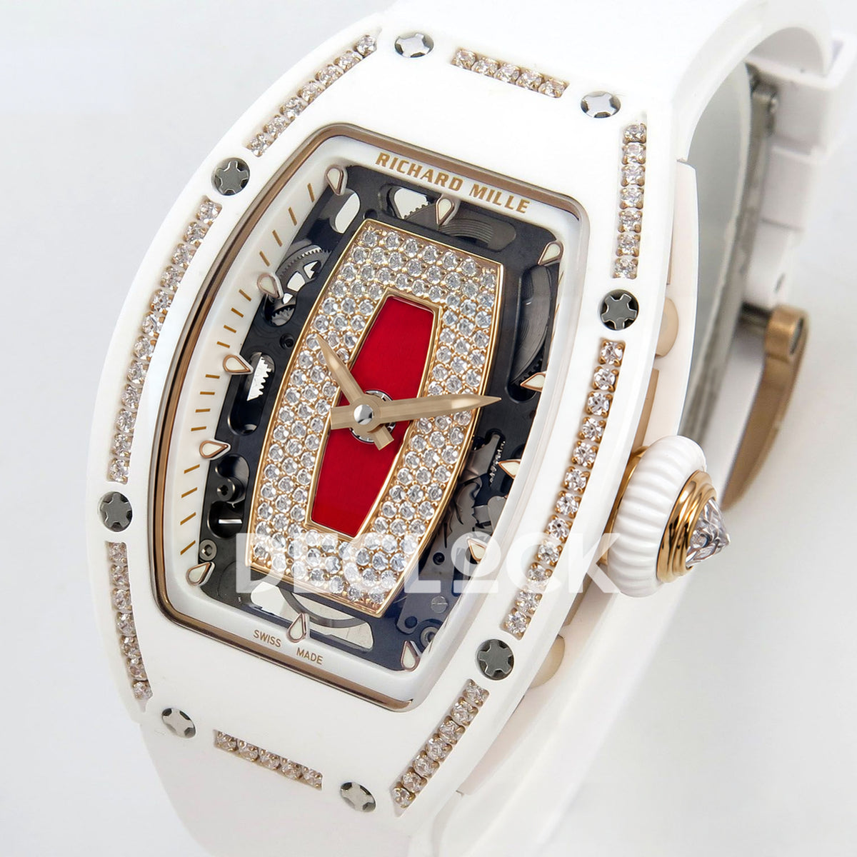 Richard Mille RM07-01 White Ceramic Gem-Set Red Dial ZF CRMA2 replica - dial angle right