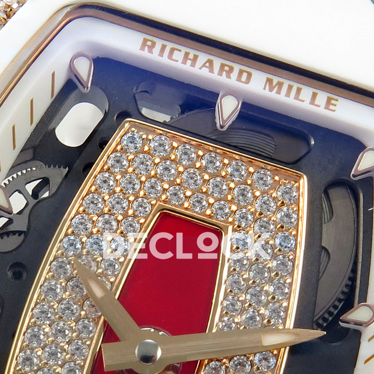Richard Mille RM07-01 White Ceramic Gem-Set Red Dial ZF CRMA2 replica - dial upper detail
