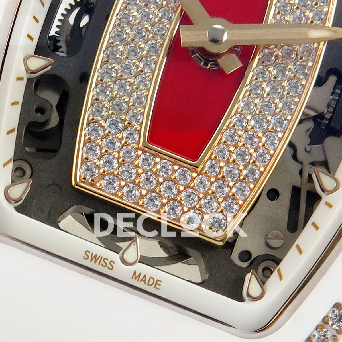 Richard Mille RM07-01 White Ceramic Gem-Set Red Dial ZF CRMA2 replica - dial lower detail
