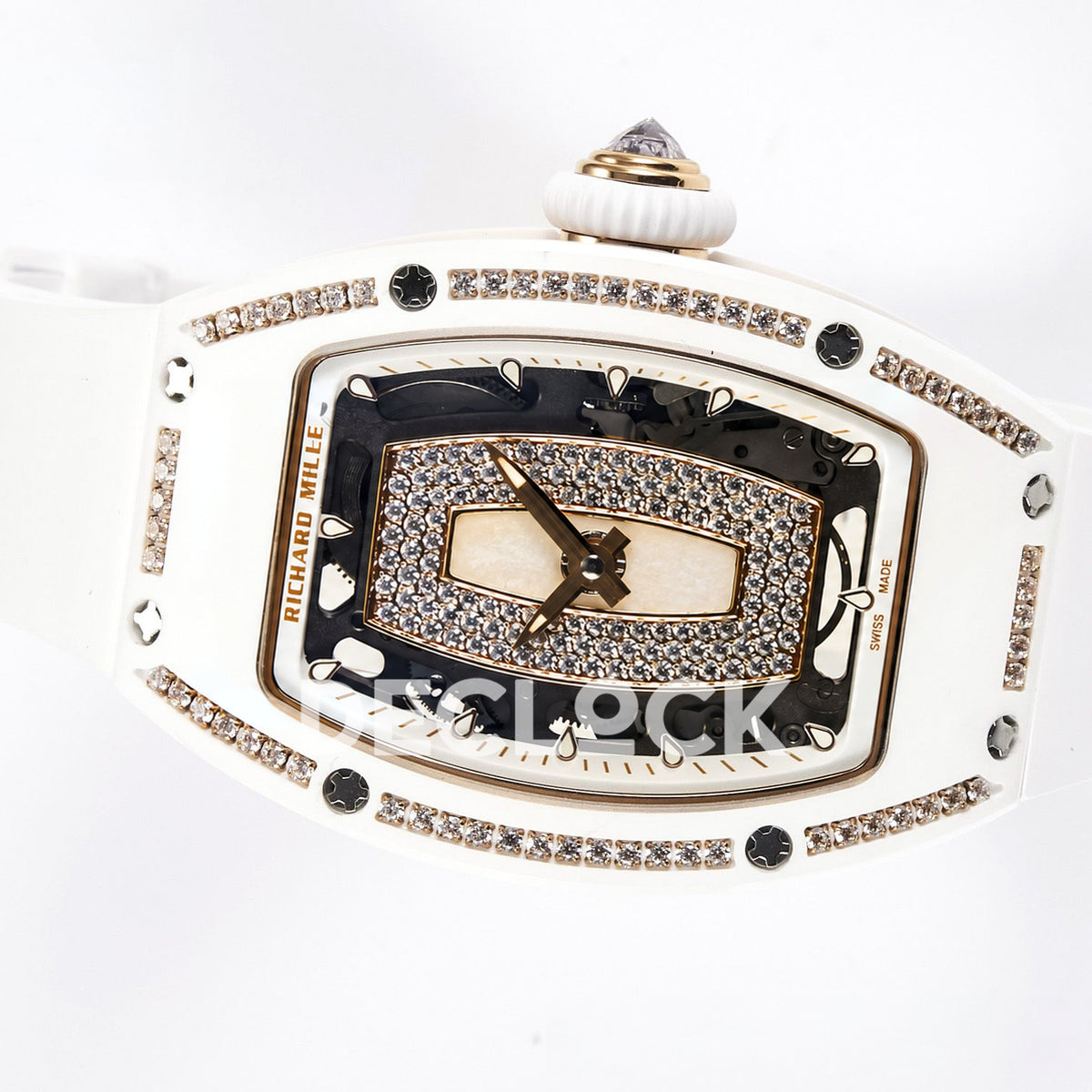 Richard Mille RM07-01 White Ceramic Gem-Set White Dial EF CRMA2 replica - horizontal crown up