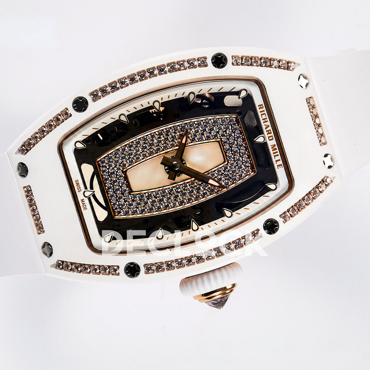 Richard Mille RM07-01 White Ceramic Gem-Set White Dial EF CRMA2 replica - horizontal crown down