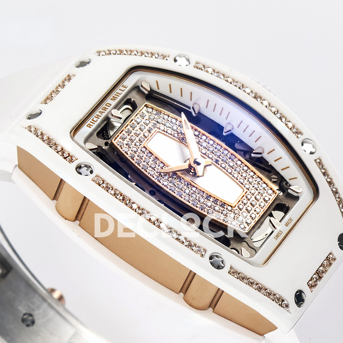Richard Mille RM07-01 White Ceramic Gem-Set White Dial EF CRMA2 replica - front opposite angle