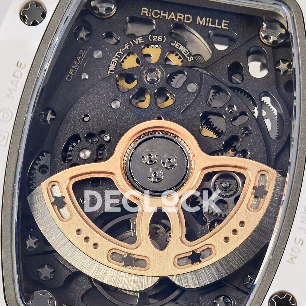 Richard Mille RM07-01 White Ceramic Gem-Set White Dial EF CRMA2 replica - movement rotor detail