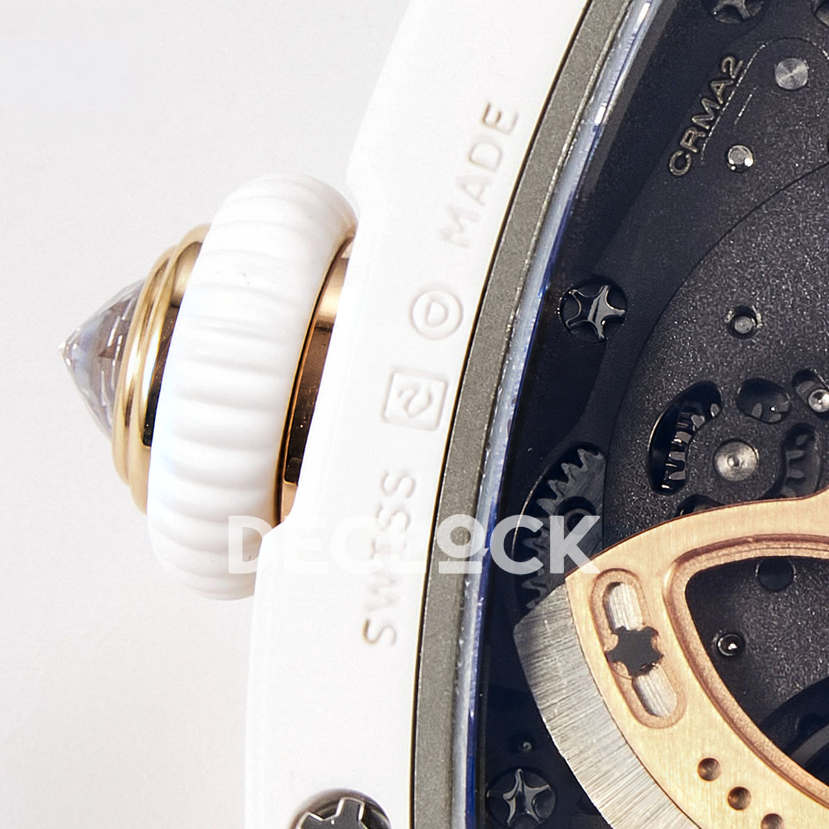 Richard Mille RM07-01 White Ceramic Gem-Set White Dial EF CRMA2 replica - caseback crown detail