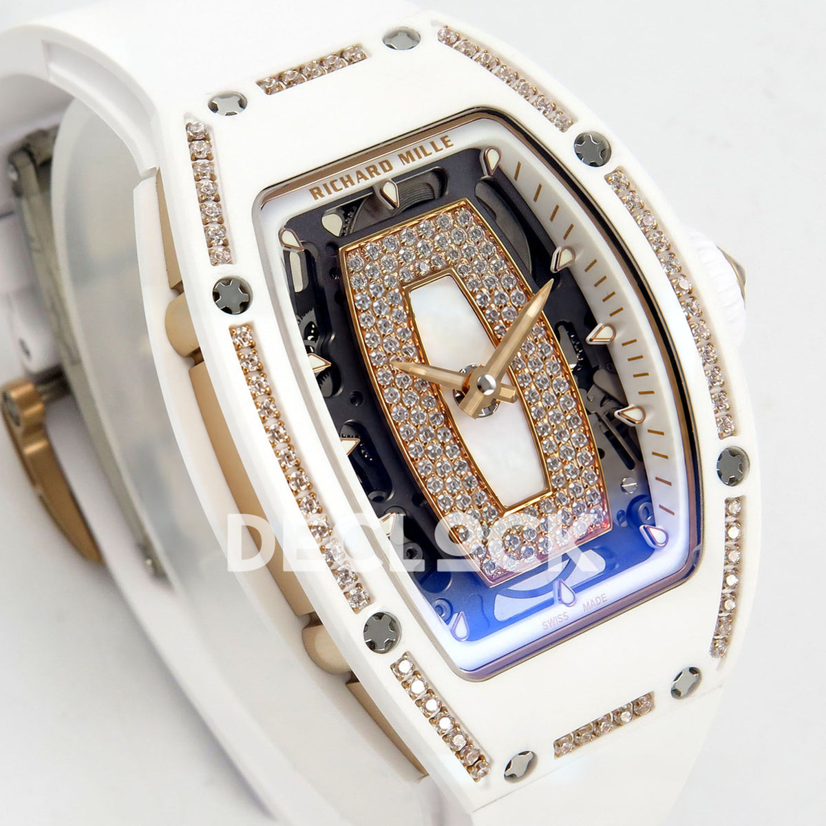 Richard Mille RM07-01 White Ceramic Gem-Set White Dial ZF CRMA2 replica - front three quarter