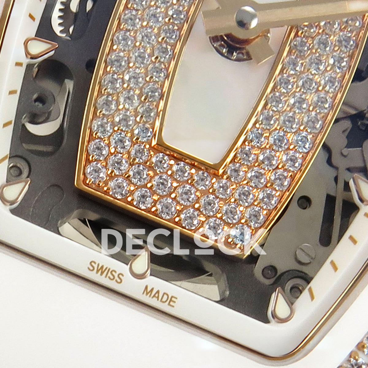 Richard Mille RM07-01 White Ceramic Gem-Set White Dial ZF CRMA2 replica - dial lower detail