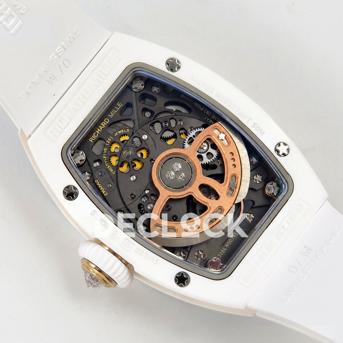 Richard Mille RM07-01 White Ceramic Gem-Set White Dial ZF CRMA2 replica - movement caseback angle