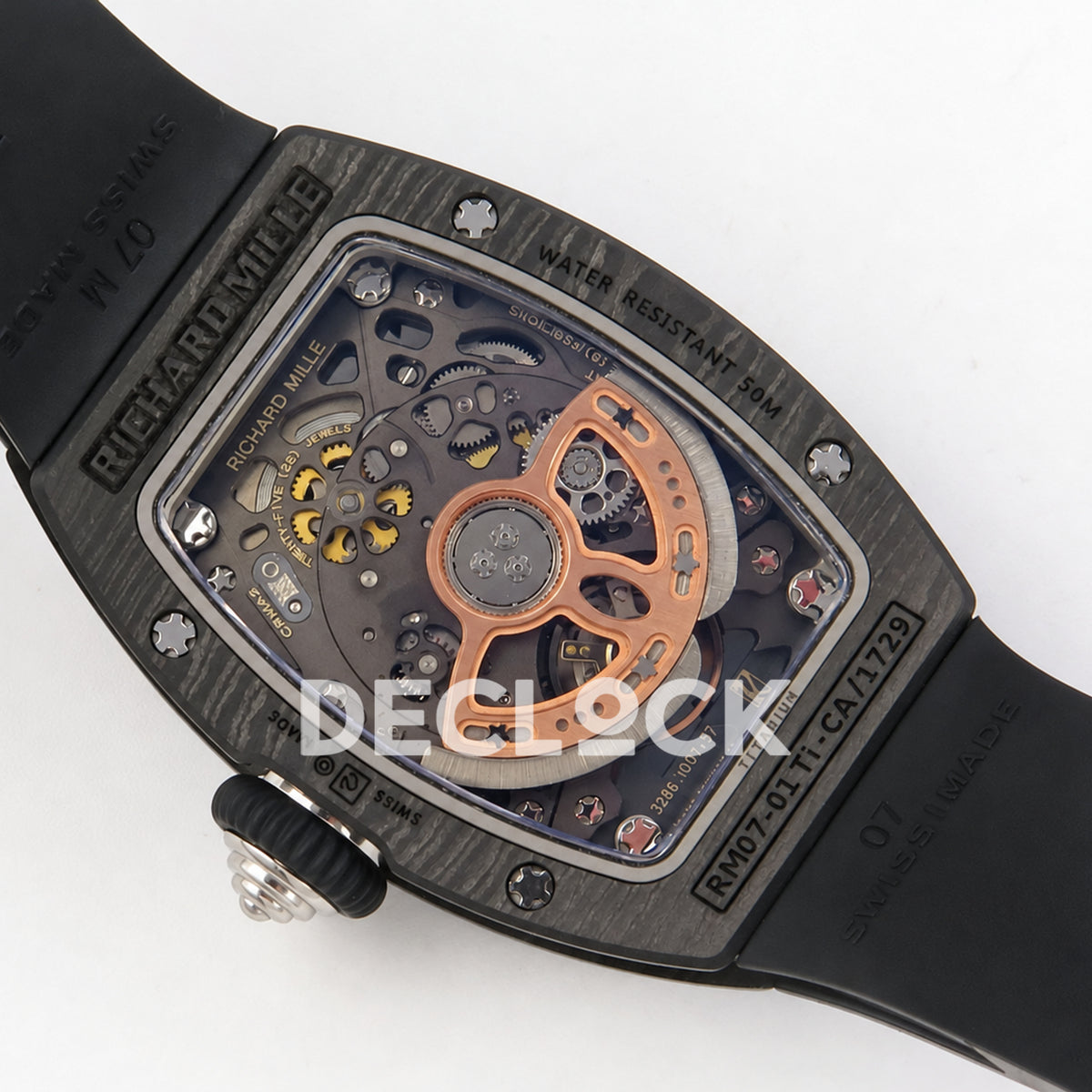 Richard Mille RM07-01 ZF black NTPT blue skeleton dial CRMA2 — caseback