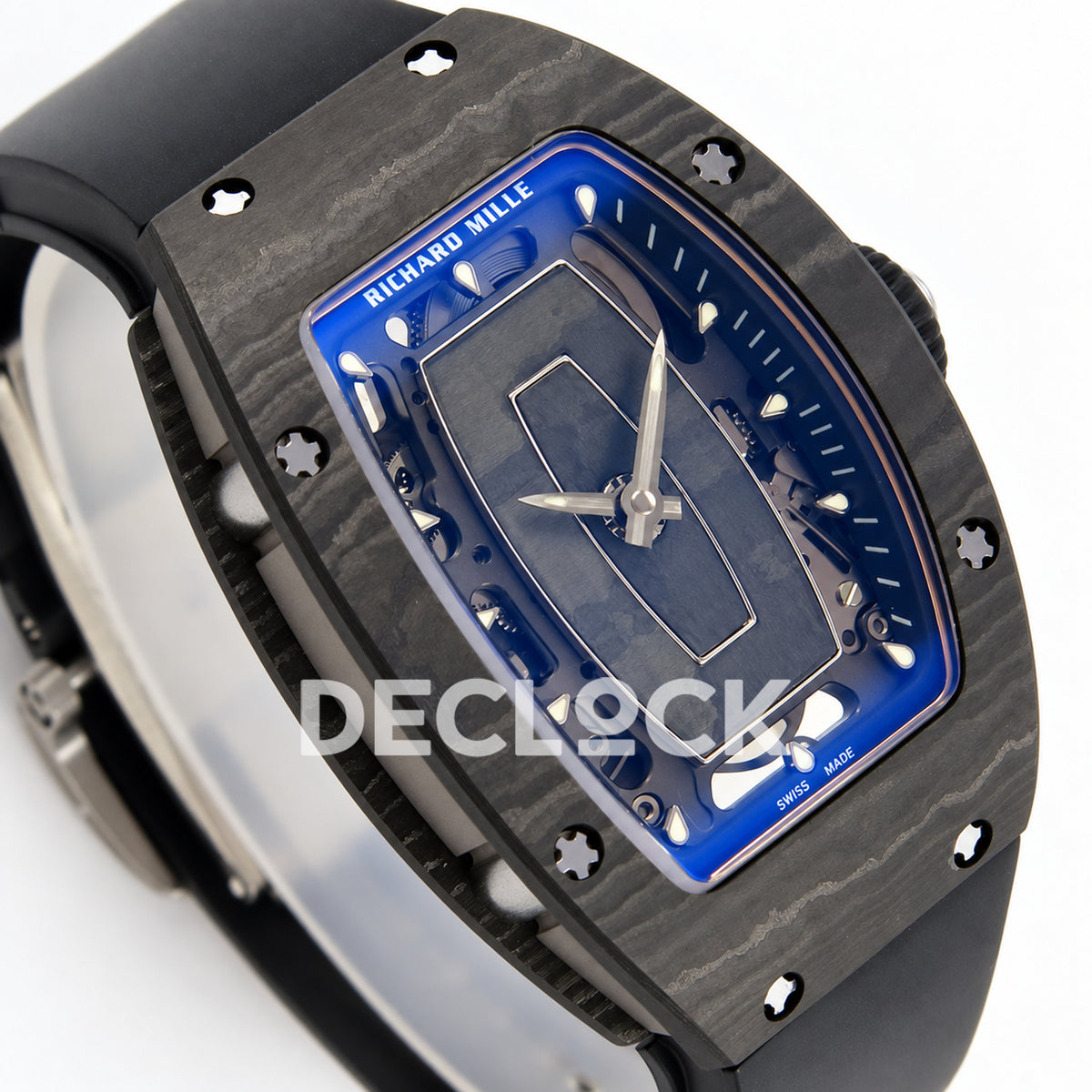 Richard Mille RM07-01 ZF black NTPT blue skeleton dial CRMA2 — dial angle